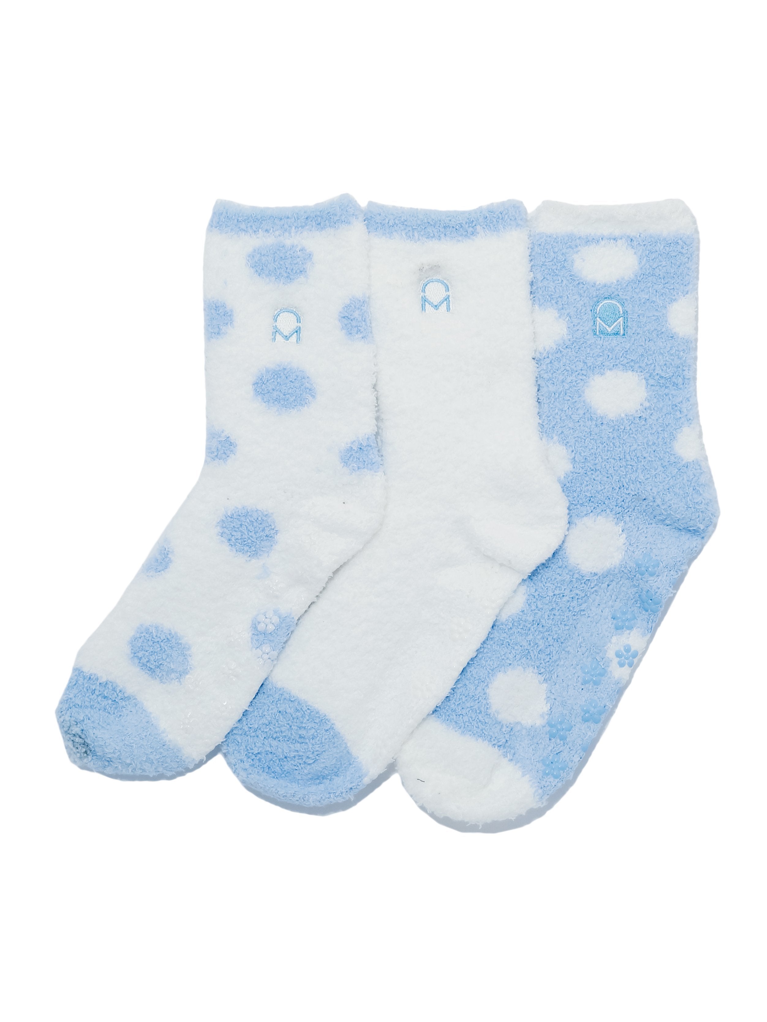 Women's (3 Pairs) Soft Anti-Skid Fuzzy Winter Crew Socks - Set D16