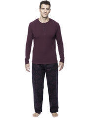 Men's 100% Cotton Flannel Lounge Set - Aztec Black/Fig